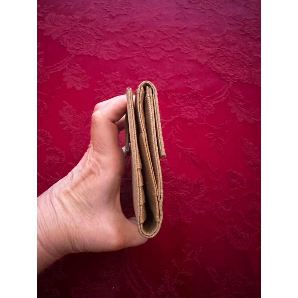Prada Beige Nylon & Leather Compact Snap Wallet - Picture 6 of 14
